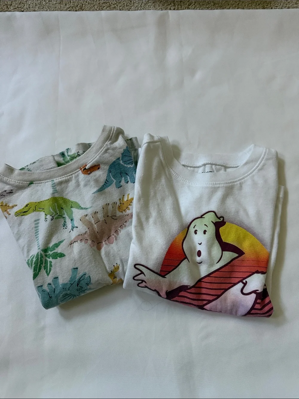 Old Navy White Kids Pajama Top with Colorful Ghost Sunset Graphic